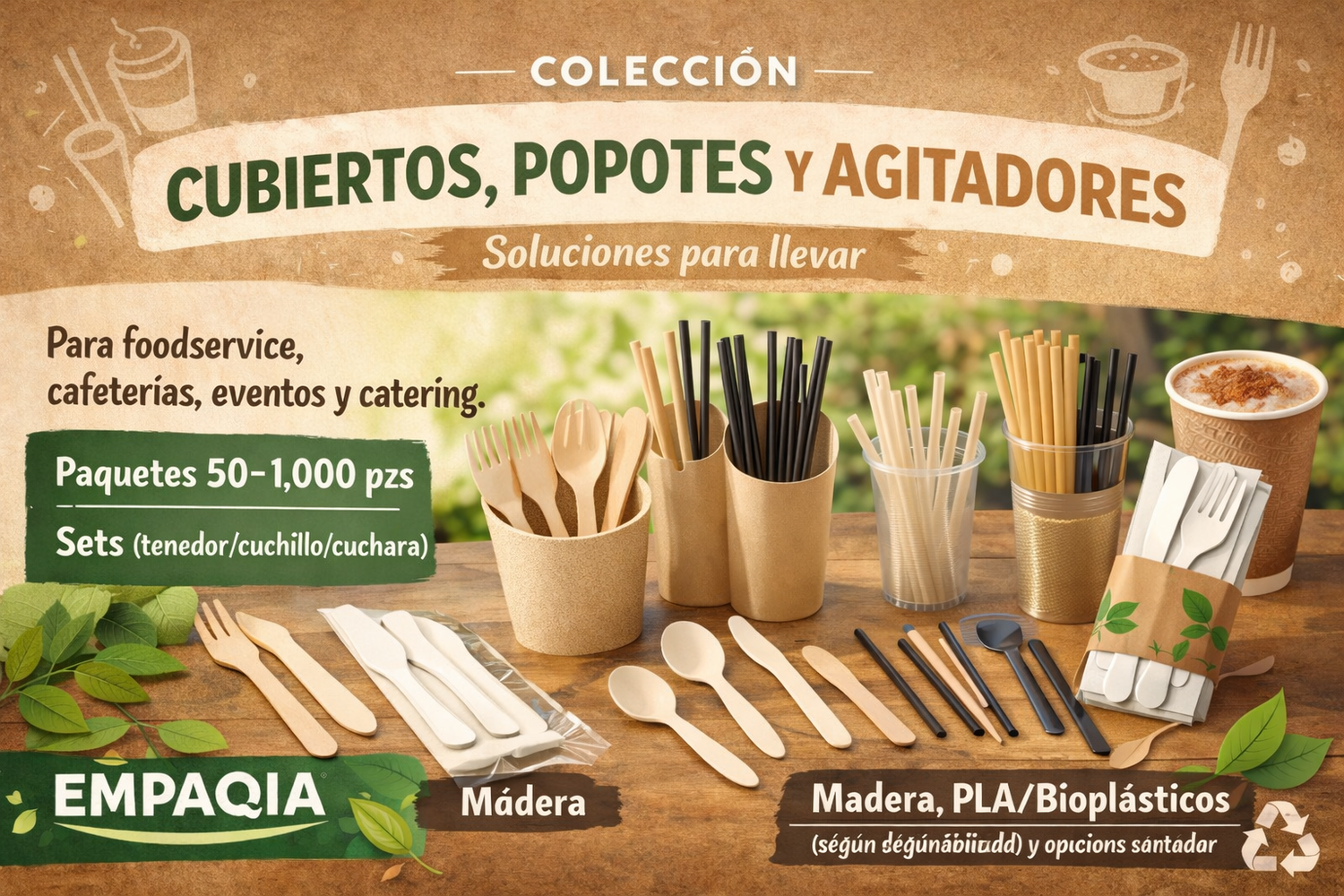 Cubiertos, Popotes y Agitadores